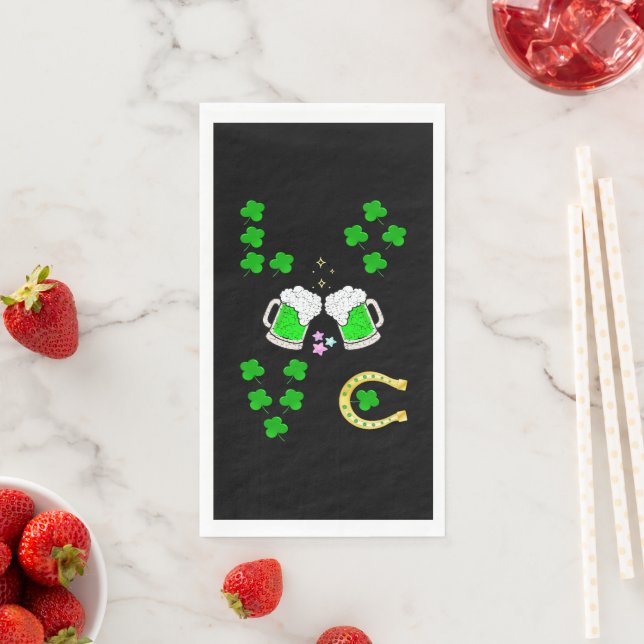 Luck Shamrock Dublin Day Horseshoe Irish Napkin (Insitu)
