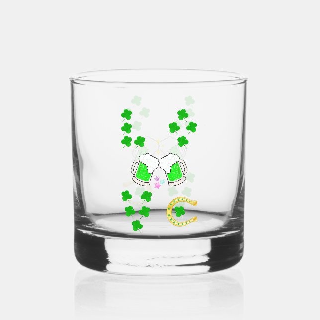 Luck Shamrock Dublin Day Horseshoe Irish Whiskey Glass (Front)