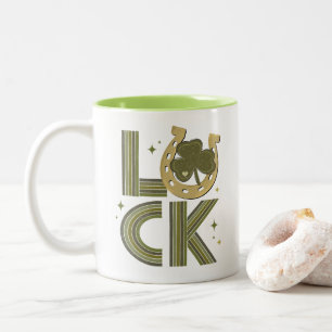 Luck Shamrock Horseshoe St Patrick's Day Irish  Two-Tone Coffee Mug