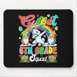 Luckiest 6th Grade Squad Easter Dabbing Gnomes Bun Mouse Mat