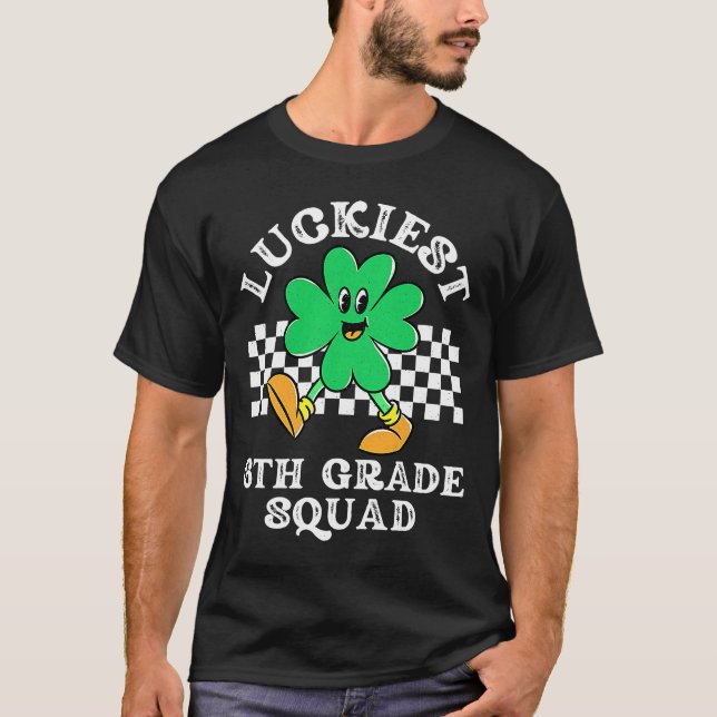 Luckiest 6th Grade Squad Shamrock Kid St Patrick D T-Shirt (Front)