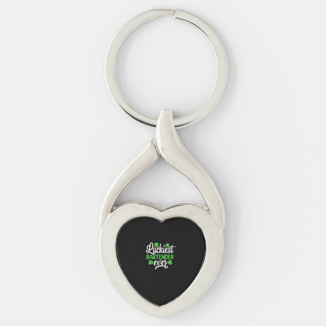 Luckiest Bartender Ever Funny St Patrick's Day Sha Key Ring (Front)