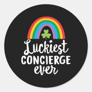Luckiest Concierge Ever St Patrick Day Shamrocks  Classic Round Sticker