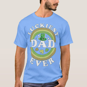 Luckiest Dad Ever Matching St Pattys Day Retro Vin T-Shirt