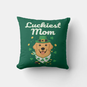 Luckiest Golden Retriever Mum St. Patrick's Day Cushion