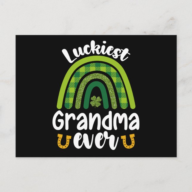 Luckiest Grandma Ever Family St Patrick's Day Postcard (Front)