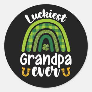 Luckiest Grandpa Ever Family St Patrick's Day Classic Round Sticker