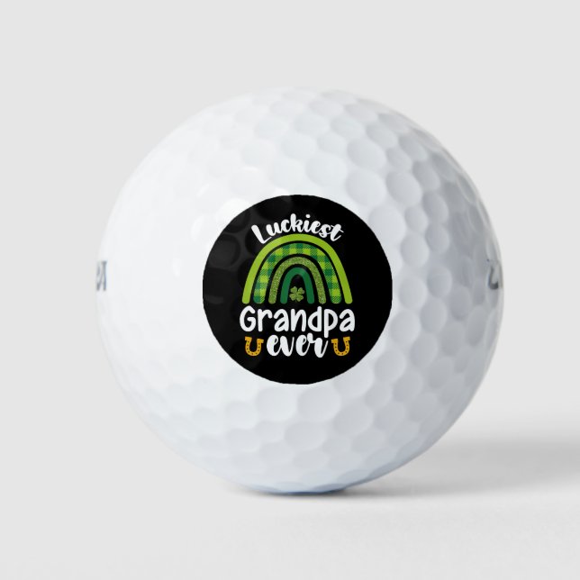 Luckiest Grandpa Ever Family St Patrick's Day Golf Balls (Front)
