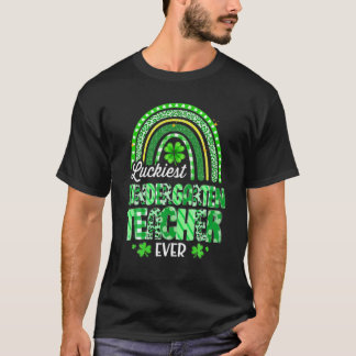 Luckiest Kindergarten Teacher Ever Rainbow St Patr T-Shirt