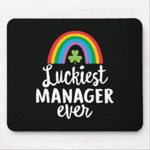 Luckiest Manager Ever St Patrick Day Shamrocks Mouse Mat
