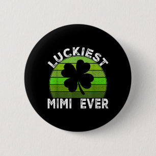 Luckiest Mimi Ever Shamrocks Lucky St Patricks Day 6 Cm Round Badge