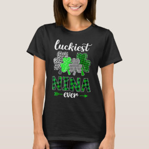 Luckiest Nina Ever Shamrock Green Plaid St Patrick T-Shirt