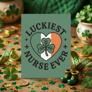 Luckiest Nurse Ever Irish Shamrock Art Holiday Card