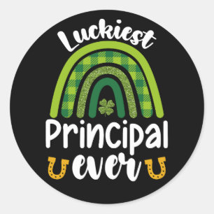 Luckiest Principal Ever School St Patrick's Day Classic Round Sticker