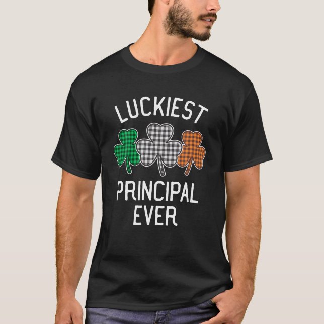 Luckiest Principal Ever St Patrick's Day Irish Fla T-Shirt (Front)