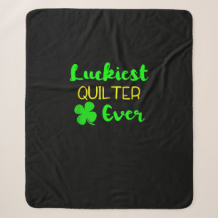 Luckiest Quilter Ever Patricks Day Irish Quilting Sherpa Blanket
