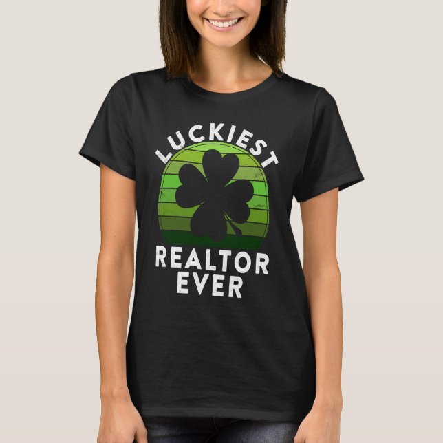 Luckiest Realtor Ever  Shamrock Sunset St Patricks T-Shirt (Front)