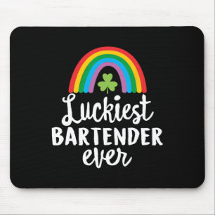 Luckiest Rtender Ever St Patrick Day Shamrocks Mouse Mat