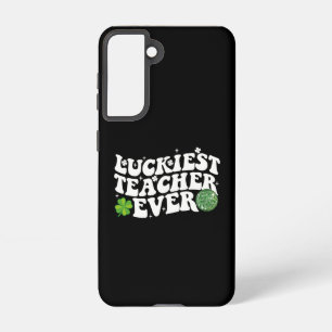 Luckiest Teacher Ever Disco Ball Shamrock Groovy Samsung Galaxy Case