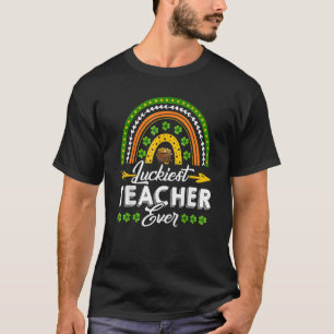 Luckiest Teacher Ever Rainbow Shamrock Cute St Pat T-Shirt