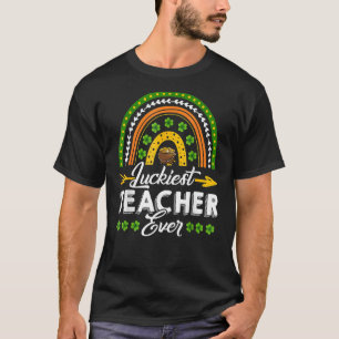 Luckiest Teacher Ever Rainbow Shamrock Cute St Pat T-Shirt
