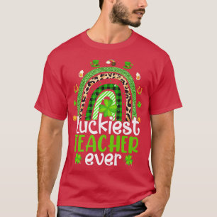 Luckiest Teacher Ever Rainbow St Patricks Day For  T-Shirt