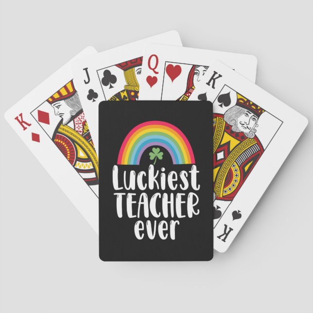Luckiest Teacher Ever School Gift St Patricks Day  Playing Cards (Back)