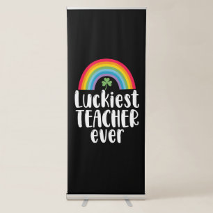 Luckiest Teacher Ever School Gift St Patricks Day Retractable Banner