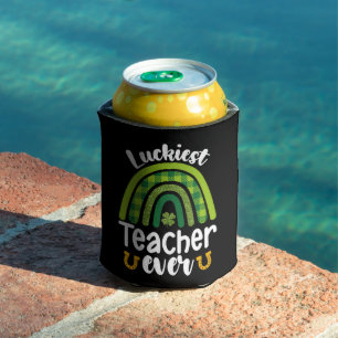 Luckiest Teacher Ever School St Patrick's Day Can Cooler
