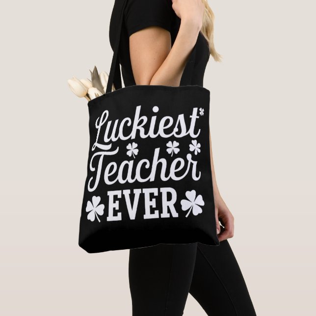 Luckiest Teacher Ever Teaching St Patrick's Day Tote Bag (Close Up)