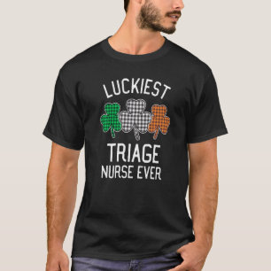 Luckiest Triage Nurse Ever St Patrick's Day Plaid T-Shirt