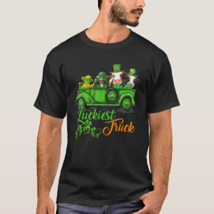 Luckiest Truck St Patrick S Day Leprechaun Cows Fa T-Shirt