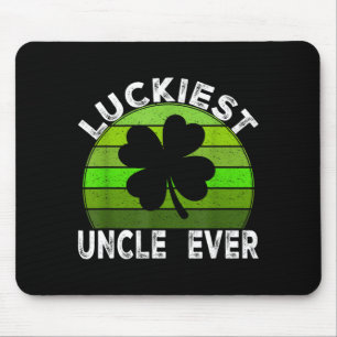 Luckiest uncle shamrocks lucky st patrick's day mouse mat
