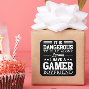 Luckily I Have A Gamer Girlfriend Funny Couple Square Sticker