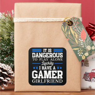 Luckily I Have A Gamer Girlfriend Funny Couple Square Sticker