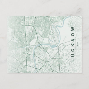 Lucknow India City Map Minimal Design Postcard