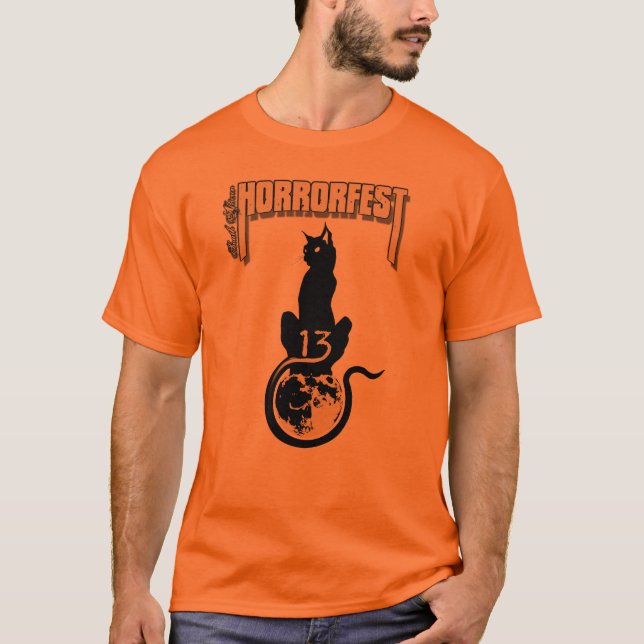 Lucky #13 Cat Shirt (Orange) (Front)