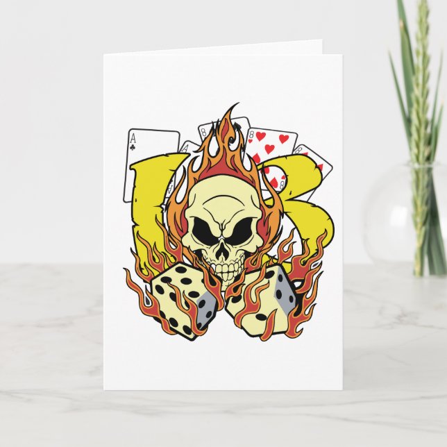 Lucky 13 Dice and Skull Card (Front)