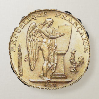 Lucky 1886 French Gold 20 Franc Angel Round Cushion