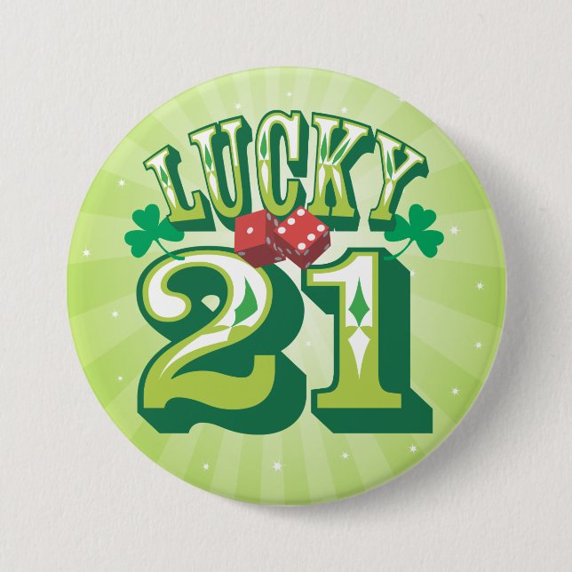 Lucky 21 - Birthday Button Badge Pin (Front)