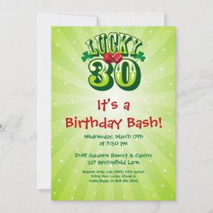 Lucky 30 Party Invitation on Green