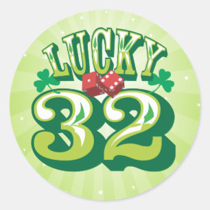 Lucky 32 Dice and Shamrocks - Stickers