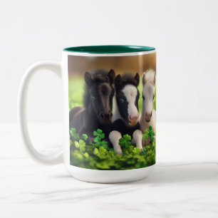 Lucky 3 Wild Babies  Two-Tone Coffee Mug