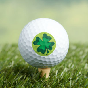 Lucky 4 Leaf Clover On Lime Green Background Golf Balls