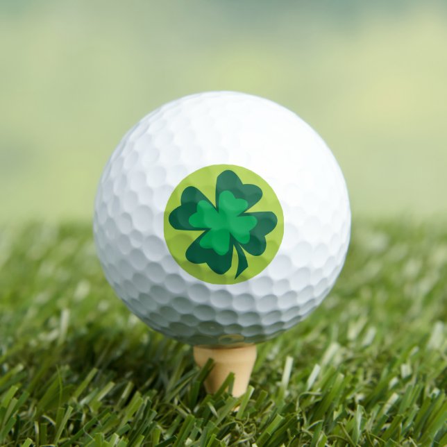 Lucky 4 Leaf Clover On Lime Green Background Golf Balls (Insitu Tee)