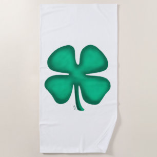 Lucky 4 Leaf Irish Clover beach towel