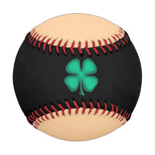 Lucky 4 Leaf Irish Clover black and tan baseball