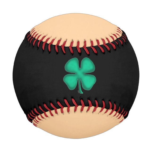 Lucky 4 Leaf Irish Clover black and tan baseball (Front)