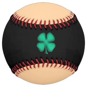 Lucky 4 Leaf Irish Clover black and tan softball