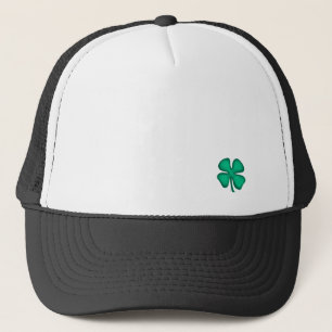 Lucky 4 Leaf Irish Clover black trucker hat